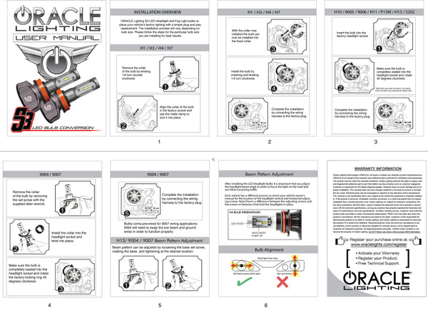 Oracle H7 - S3 LED Headlight Bulb Conversion Kit - 6000K SEE WARRANTY